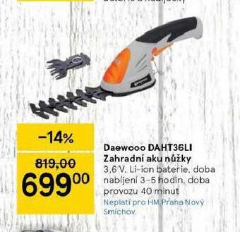 Tesco Daewoo zahradní aku nůžky nabídka