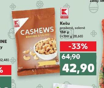 Kaufland Kešu pražené, solené nabídka