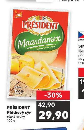 Kaufland Président plátkový sýr nabídka