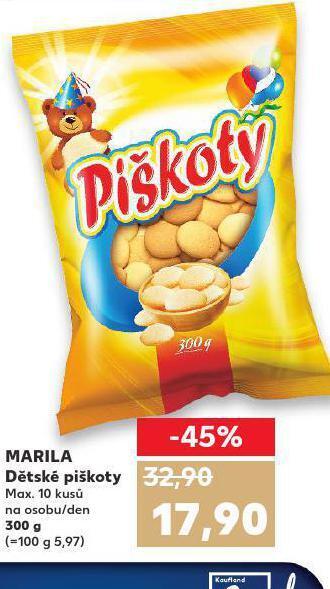 Kaufland Marila dětské piškoty nabídka