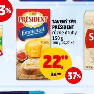 Penny Market Tavený sýr président nabídka