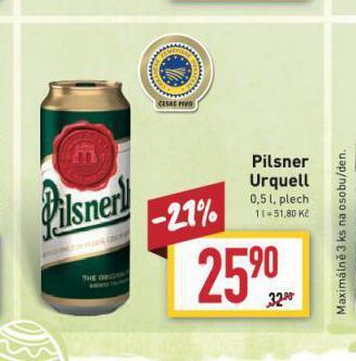 Billa Pivo pilsner urquell nabídka