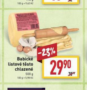 Billa Babické listové těsto nabídka