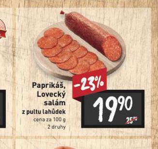 Billa Paprikáš nabídka