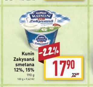 Billa Kunín zakysaná smetana nabídka