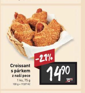 Billa Croissant s párkem nabídka