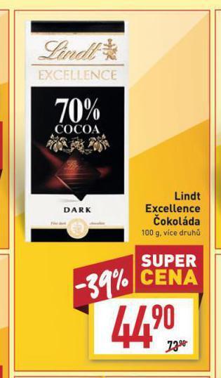 Billa Lindt excellence čokoláda nabídka