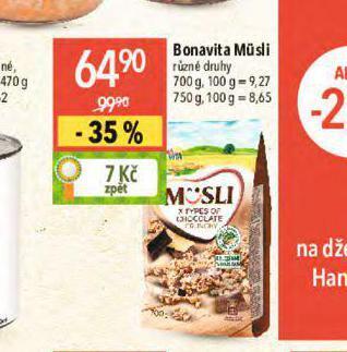 Globus Bonavita müsli nabídka