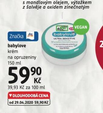 dm drogerie Babylove krém na opruzeniny nabídka