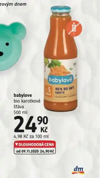 dm drogerie Babylove bio karotková š´táva nabídka