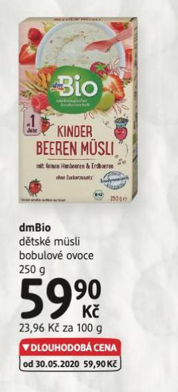 dm drogerie Dmbio dětské müsli bobulovoé ovoce nabídka