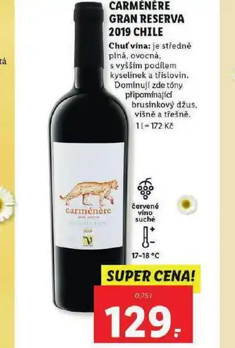 Carménére gran reserva 2019 chile