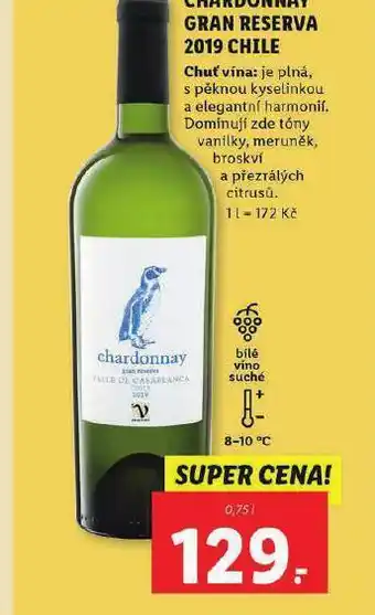 Lidl Chardonnay gran reserva 2019 chile nabídka