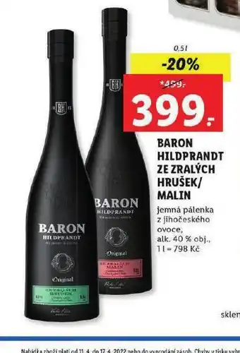Lidl Baron hildprandt ze zralých hrušek / malin nabídka