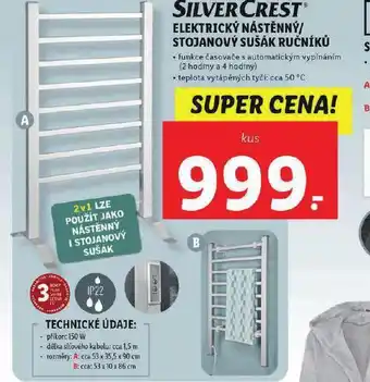 Lidl Elektrický nástěnný / stojanový sušák ručníků nabídka