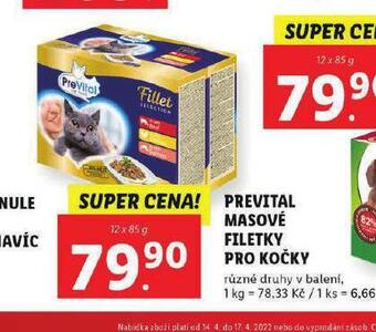 Lidl Prevital masové filetky pro kočky nabídka