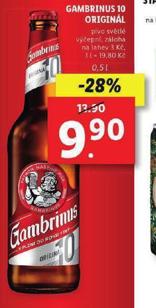 Lidl Pivo gambrinus originál nabídka