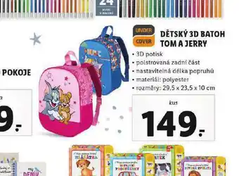 Lidl Dětský 3d batoh tom a jerry nabídka