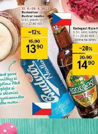 Tesco Budweiser budvar nealko nabídka