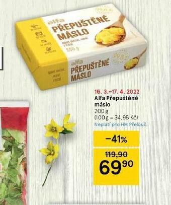 Tesco Alfa přepuštěné máslo nabídka
