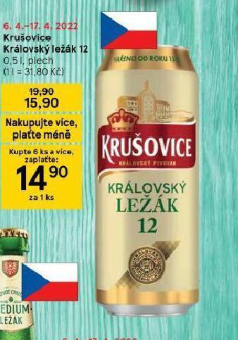 Tesco Pivo krušovice 12 královský ležák nabídka