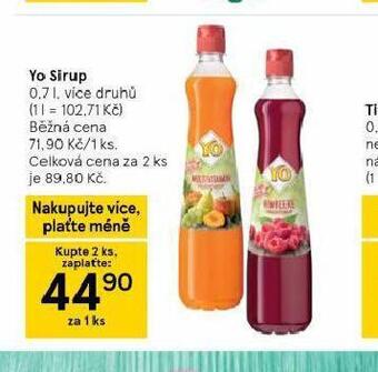 Tesco Yo sirup nabídka
