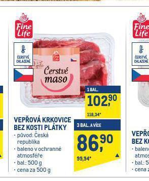 Makro Vepřová krkovice bez kosti plátky nabídka