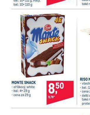 Makro Monte snack nabídka