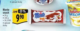 Albert Monte snack nabídka
