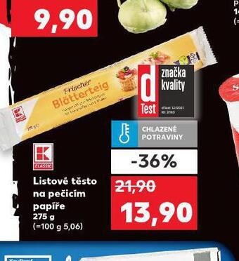 Kaufland Listové těsto na pečícím papíře nabídka