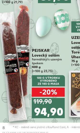 Kaufland Lovecký salám nabídka
