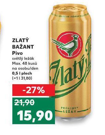 Kaufland Pivo zlatý bažant nabídka