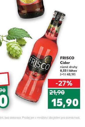 Kaufland Frisco cider nabídka