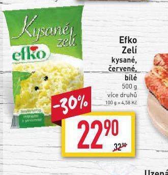 Billa Efko zelí nabídka