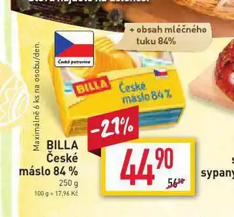 Billa Billa české máslo 84% nabídka