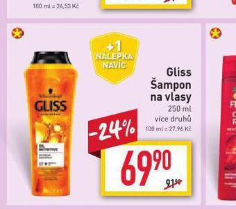 Billa Gliss šampon nabídka