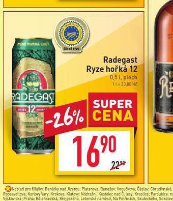Billa Pivo radegast ryze hořká 12 nabídka