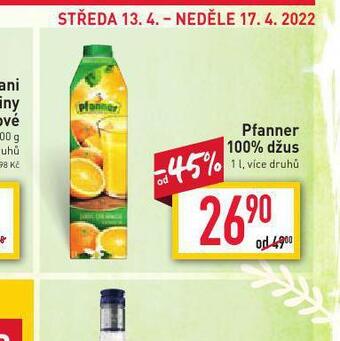 Billa Pfanner 100% džus nabídka