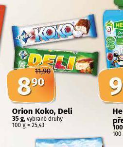 Orion koko, deli