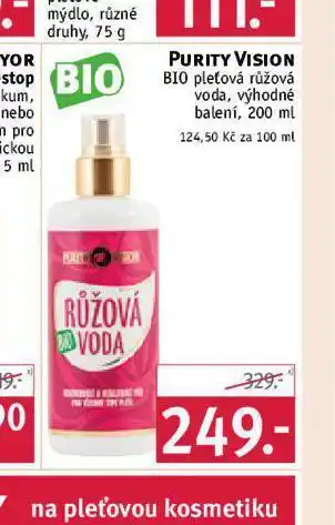 Rossmann Purity vision bio pleťová růžová voda nabídka