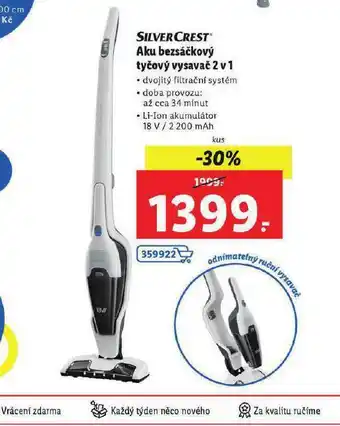 Lidl Aku bezsáčkový tyčový vysavač 2v1 nabídka