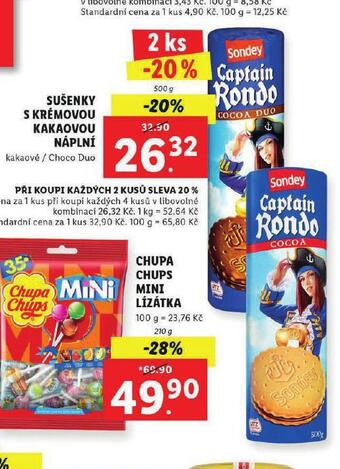 Lidl Sušenky s krémovou kakaovou náplní nabídka