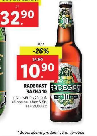 Lidl Pivo radegast rázná 10 nabídka