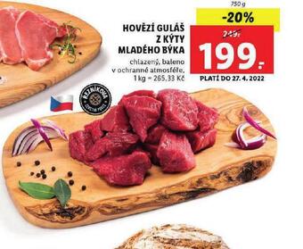 Lidl Hovězí guláš z kýty mladého býka nabídka