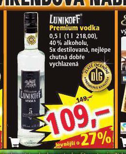 Norma Lunikoff premium vodka nabídka