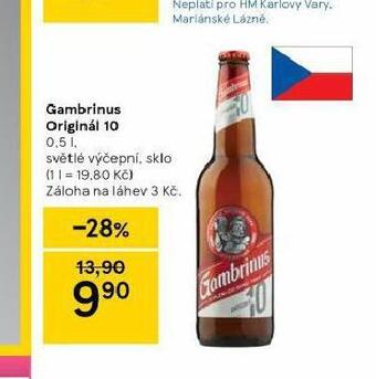 Tesco Pivo gambrinus originál nabídka