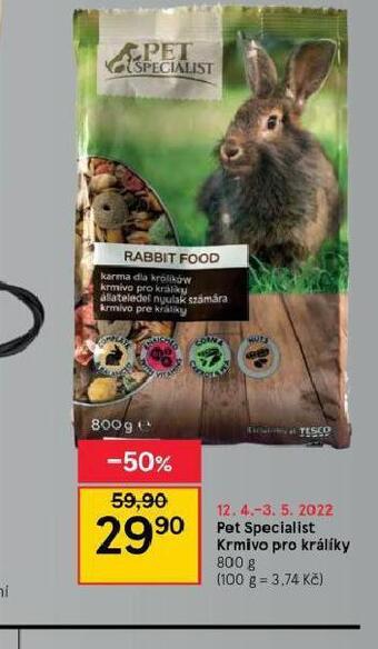 Tesco Pet specialist krmivo pro králíky nabídka