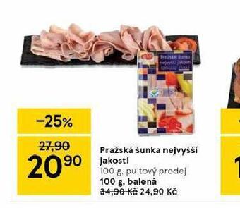 Tesco Pražská šunka nejvyšší jakosti nabídka