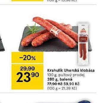 Tesco Krahulík uherská klobása nabídka
