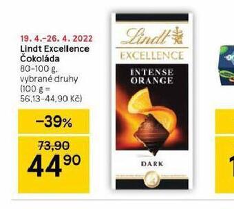 Tesco Lindt excellence čokoláda nabídka